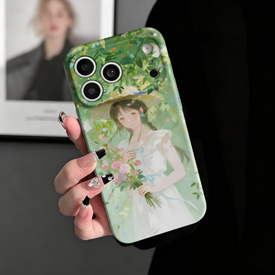 森系花房少女|清新油画手机壳