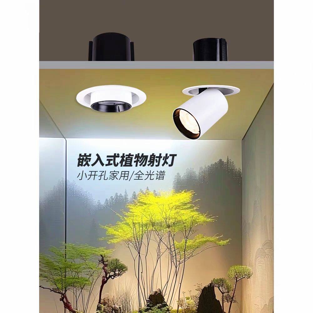 COB植物灯嵌入式伸缩射灯可调角度家用拉伸暗装走廊过道灯防眩光