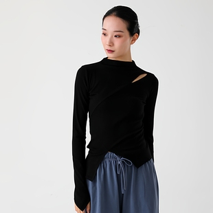 现代舞练功服高领长袖 中国舞教师古典艺考形体舞蹈服 套指上衣修身