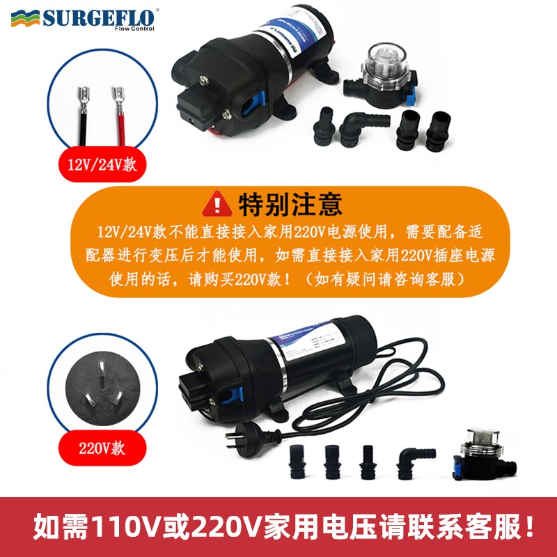 FL-35 房车压抽水泵12V24V直流小型电动隔膜泵游艇排水泵RV专用