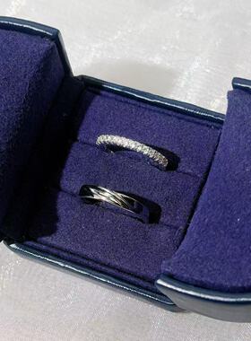 仿真婚戒对戒结婚礼银色排钻道具情侣戒指奢华男女高级感交换仪式