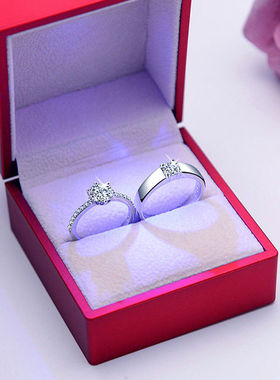 仿真钻戒情侣开口可调对戒高级感