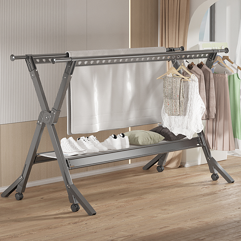 升级网盘款伸缩铝合金折叠晾衣架