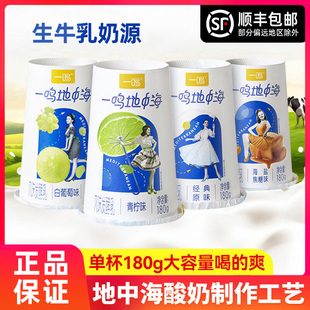 一鸣地中海酸奶炭烧风味180g 12杯原味浓郁酸奶学生营养早餐顺丰