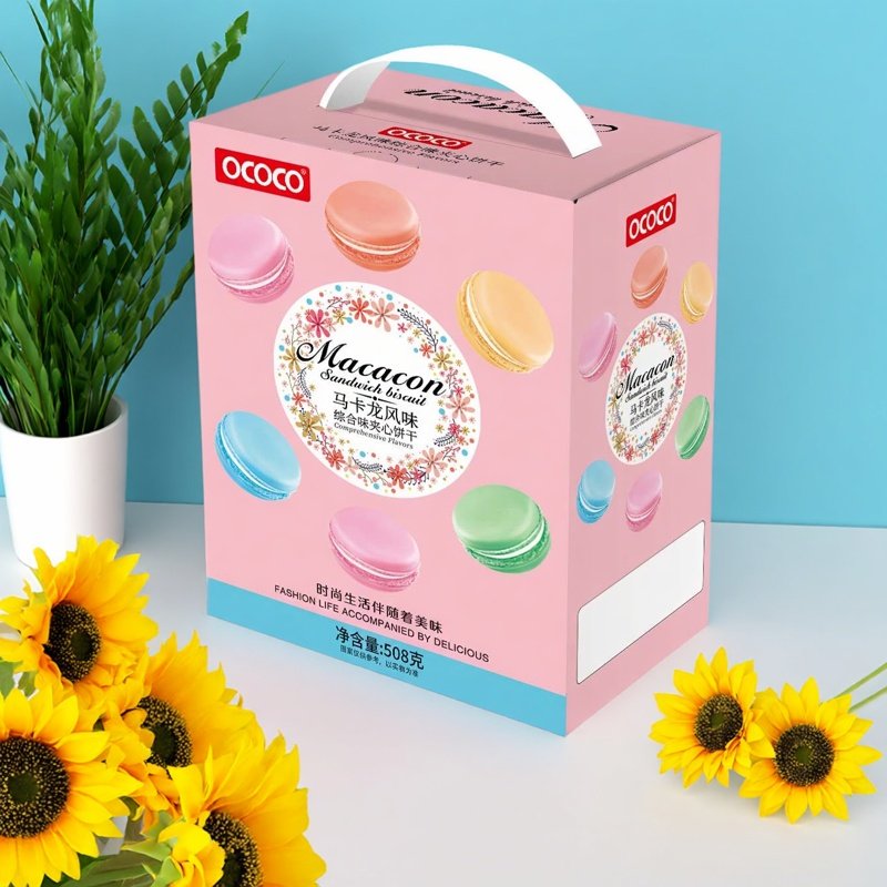 OCOCO马卡龙风味综合味夹心饼干迷你独立包装小饼干508g盒装零食