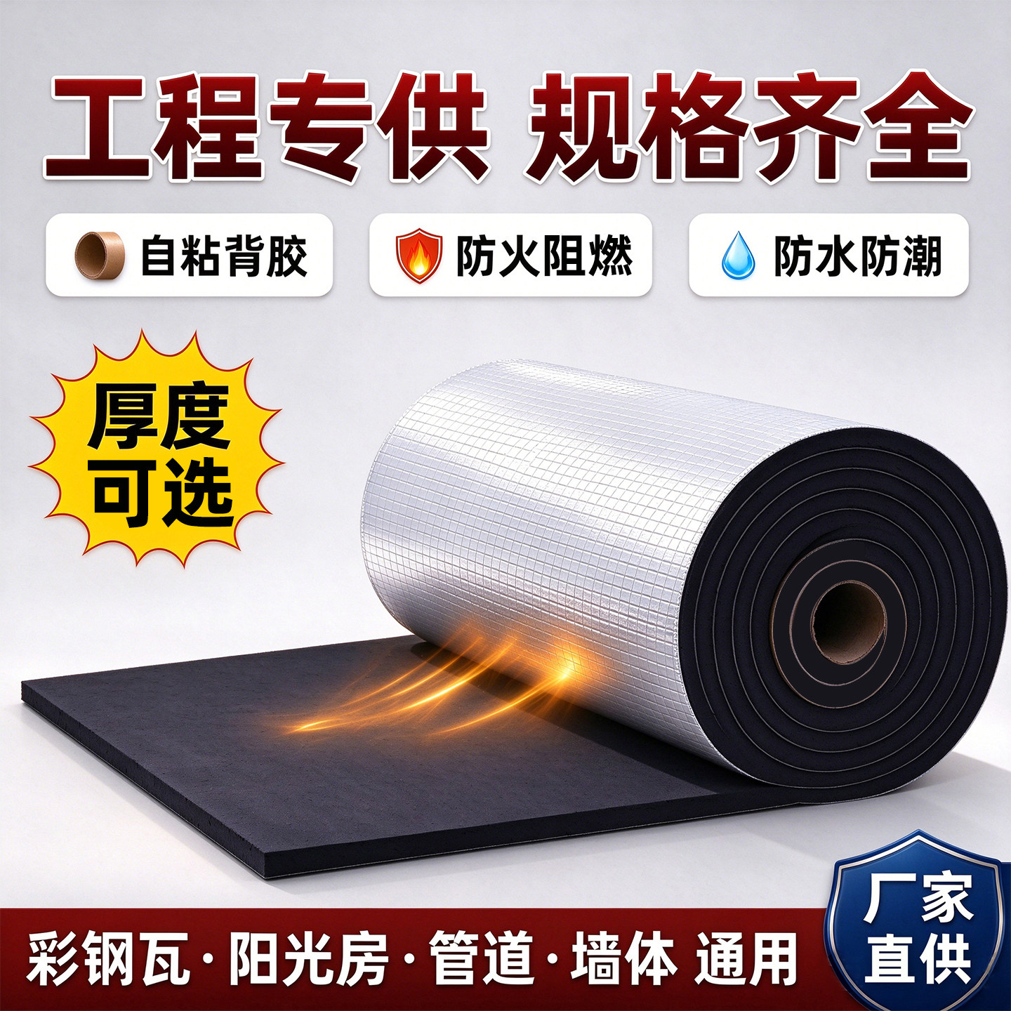 保温棉隔热棉隔热材料屋顶楼顶阳光房顶棚防晒膜保温板室内隔热板