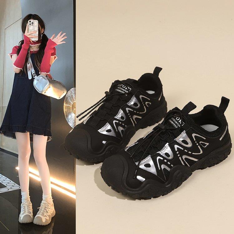 白鹿同款丑萌鞋女鞋2025春季新款户外徒步登山鞋休闲运动老爹鞋子