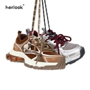 HERLOOK陨石厚底老爹鞋2025新女串珠复古休闲机甲增高保暖运动鞋