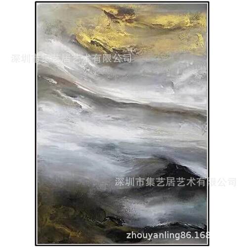 酒店别墅样板房装饰画赵无极抽象风景油画PS框纯手绘立体