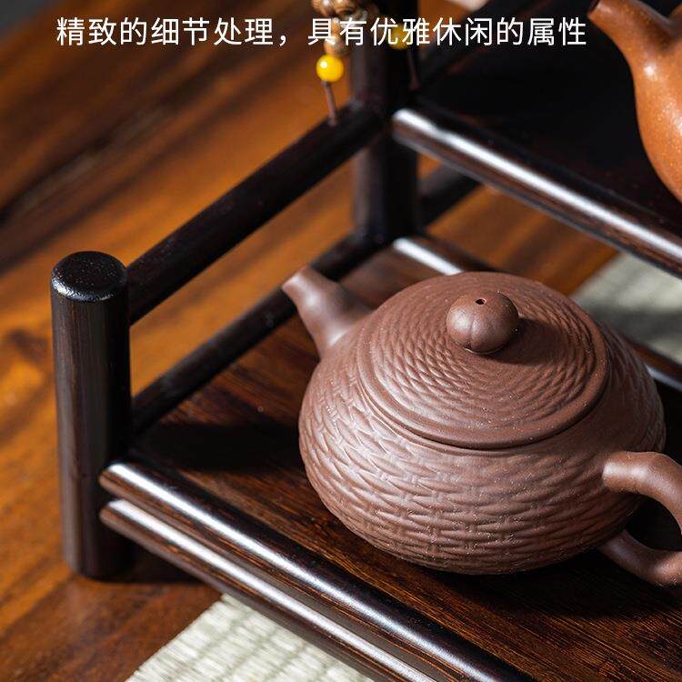 桌面茶壶架办公室小博古架茶杯架子茶具置物架茶室茶桌收纳架中式