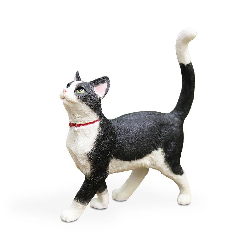 厂家直销黑白猫奶牛猫仿真猫咪模型车载摆件树脂工艺品