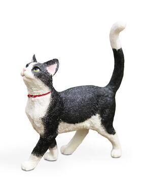 厂家直销黑白猫奶牛猫仿真猫咪模型车载摆件树脂工艺品