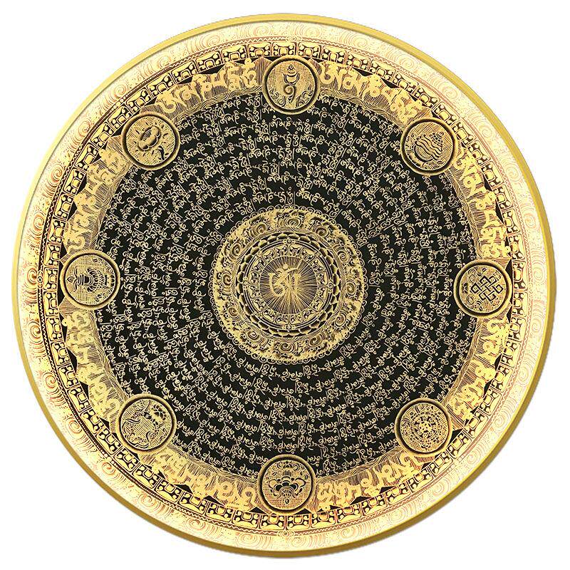 新中式唐卡装饰画发光玄关圆形led氛围灯画中堂禅意心经走廊挂画