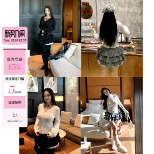 微胖重工拼接多层蛋糕裙女梦幻毛呢半身裙 香颂可丽 肉装 小cherry