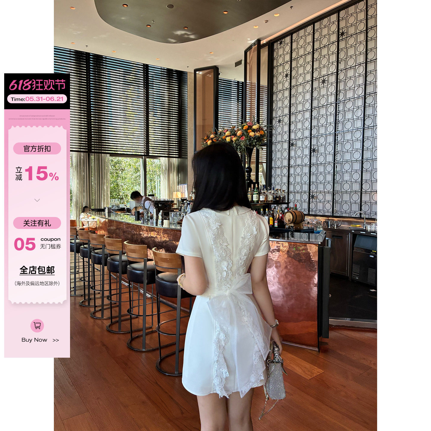 肉装小cherry 盐系少女 甜美娃娃领微胖拼立体花边网纱系带连衣裙