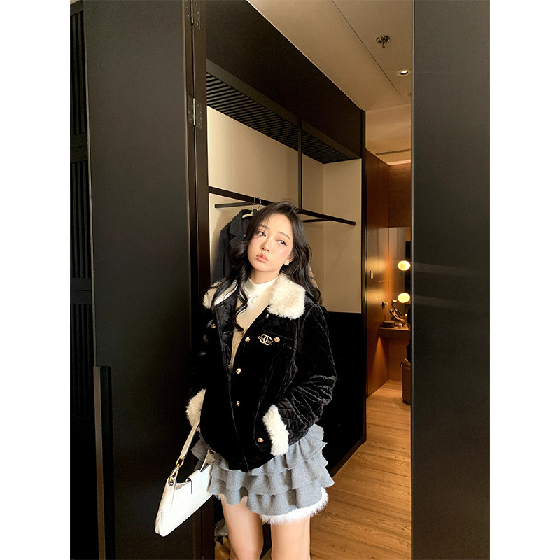 肉装小cherry 冬日重逢 微胖菱格小香丝绒棉服外套女冬翻领厚棉衣,女装/女士精品,棉衣/棉服,淘宝优惠券,粉丝福利购,淘宝优惠卷