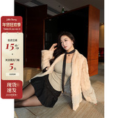 中古Fluffy 肉装 小cherry 纹理感环保皮草外套气质微胖毛绒上衣女