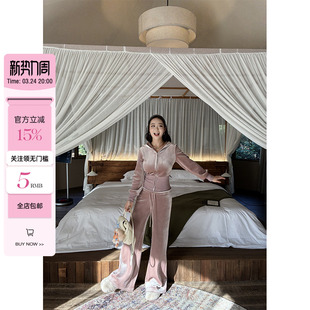 小cherry 连帽卫衣高腰卫裤 穿搭不费力 修身 微胖加绒丝绒套装 肉装