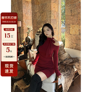 肉装小cherry 跨年战袍 纯欲微胖辣妹连衣裙氛围感露肩显瘦包臀裙