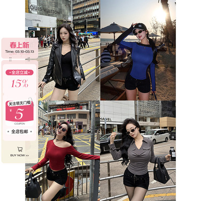 辣妹中腰百搭热裤V腰牛仔短裤