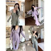 松紧腰长裤 肉装 开衫 秋日必buy微胖粗针仿羊绒背心 套组 小cherry