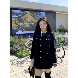 立领皮袢设计感收腰显瘦微胖宽松毛呢外套 南法时刊 肉装 小cherry