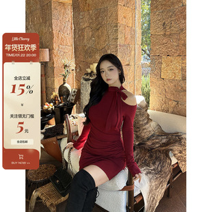 肉装小cherry 跨年战袍 纯欲微胖辣妹连衣裙氛围感露肩显瘦包臀裙