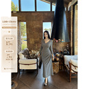 氛围感V领针织连衣裙女微胖收腰显瘦长裙 谱写优雅 肉装 小cherry