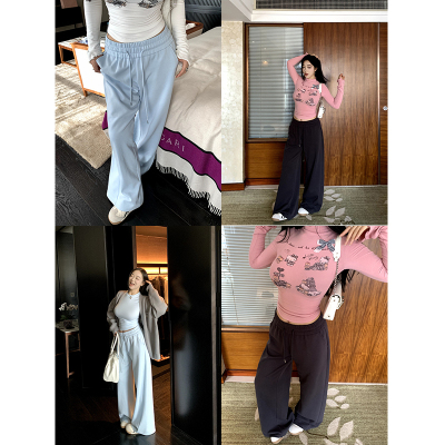 慵懒风松紧宽腰头宽松休闲裤女