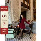 闪闪鎏光 肉装 小cherry 微胖千金感重工粗花呢圆领小香编织连衣裙