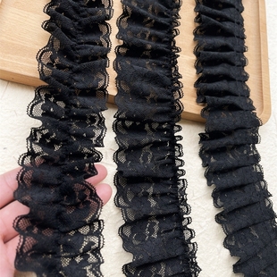 欧根纱花边辅料黑色高端蕾丝衣服领口痛包diy材料装饰丝带宽布料