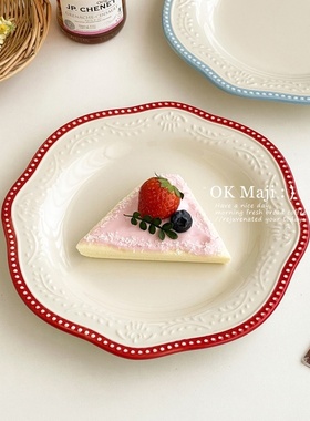 法式复古餐盘点心甜品盘下午茶高级感陶瓷高级创意风网红款蛋糕盘