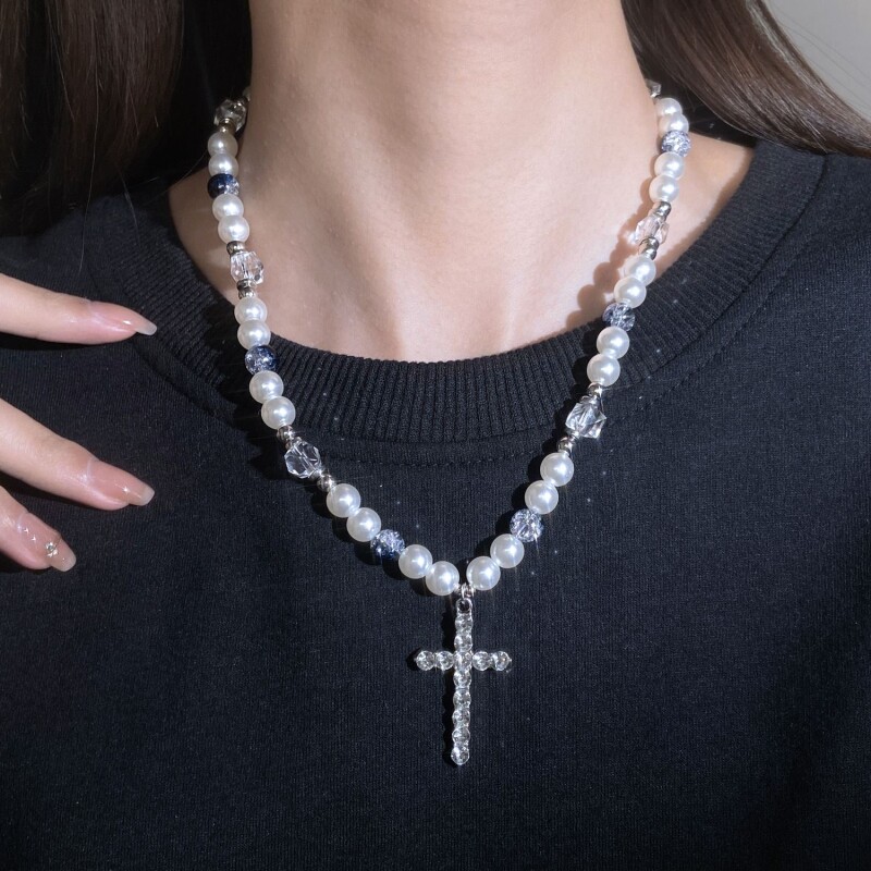 十字架毛衣链朋克高级感小众项链女长款嘻哈酷卫衣配饰男潮流时尚