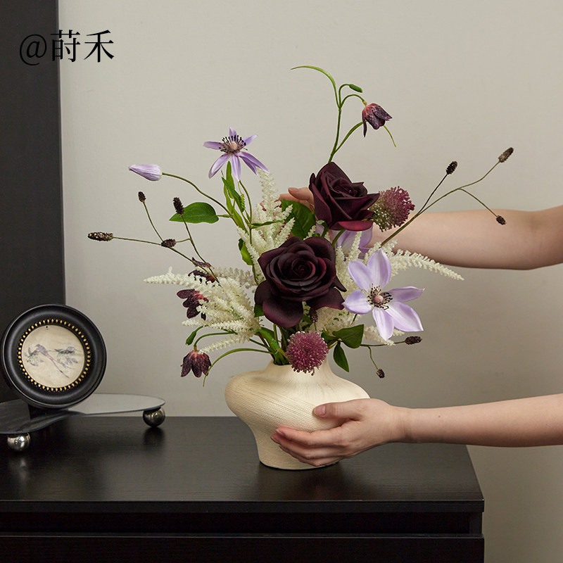 梵野涧手工编织仿真花束摆件