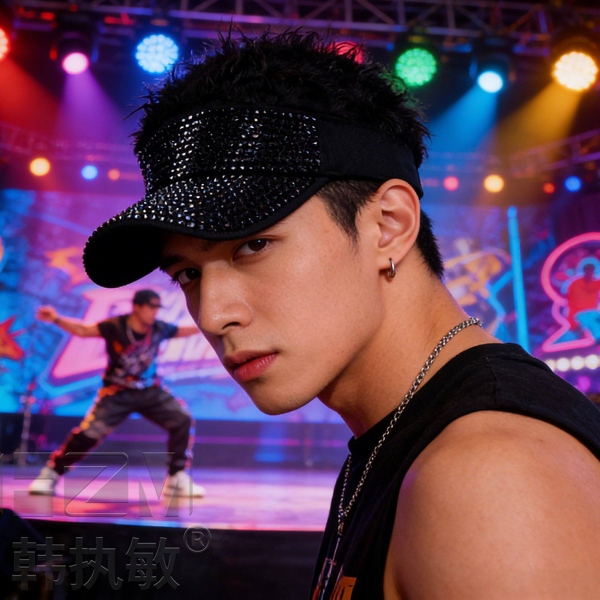 街舞帽带头发的帽子假发帽男士2026新款潮流时尚网红抖音跳舞鸭舌