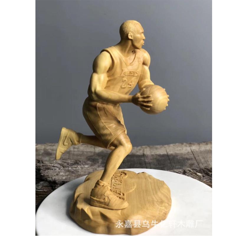 黄杨木雕厂家直销NBA球星科比紀念版工艺品家居饰品中式摆件