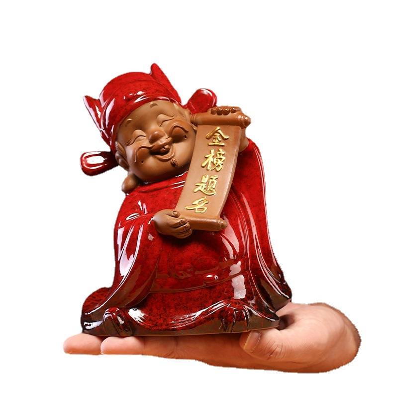 中式财神爷小摆件陶瓷神像招财家居办公桌面装饰品开业乔迁礼品