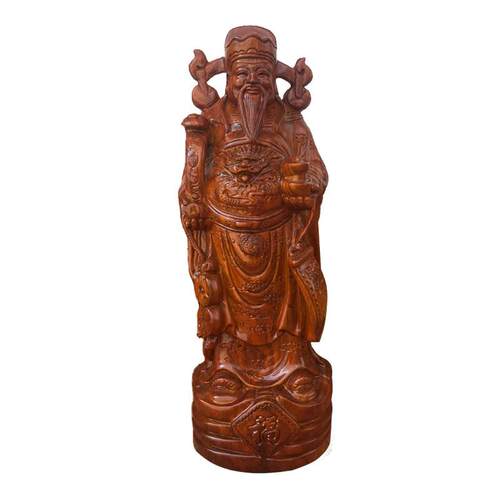 花梨木雕财神爷摆件家居客厅办公店铺实木摆件工艺品厂家