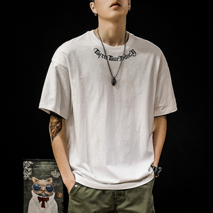 夏季重磅纯棉刺绣短袖t恤男2025新款男士半袖潮牌男款T体恤男生衣