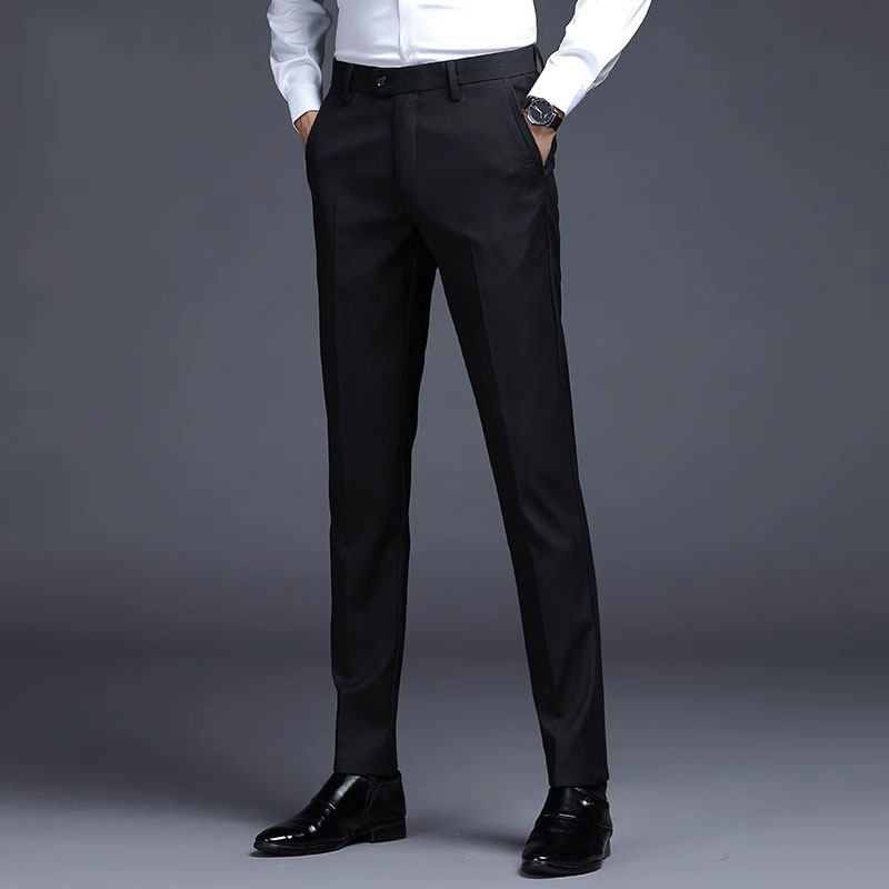 2025休闲裤男士修身弹力直筒裤商务西装裤正装爸爸长裤子男春秋冬