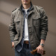 重磅工装 潮牌复古休闲硬汉猎装 机车夹克男秋季 修身 外套男 新款 美式