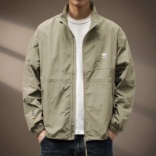 高端茶色山系防晒衣外套男秋季新款美式户外夹克钓鱼宽松冲锋衣男