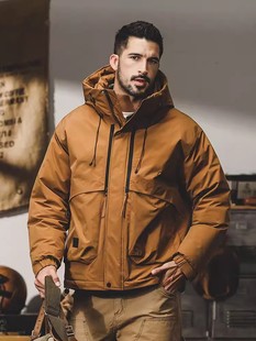 石墨烯御寒90灰鸭绒羽绒服男冬季美式工装户外通勤美拉德外套男款