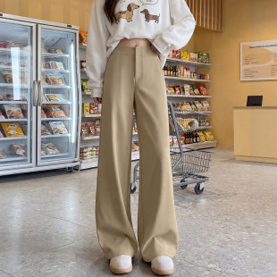 裤 阔腿裤 女高级感垂感老钱风西裤 高腰直筒窄版 2026新款 卡其色西装