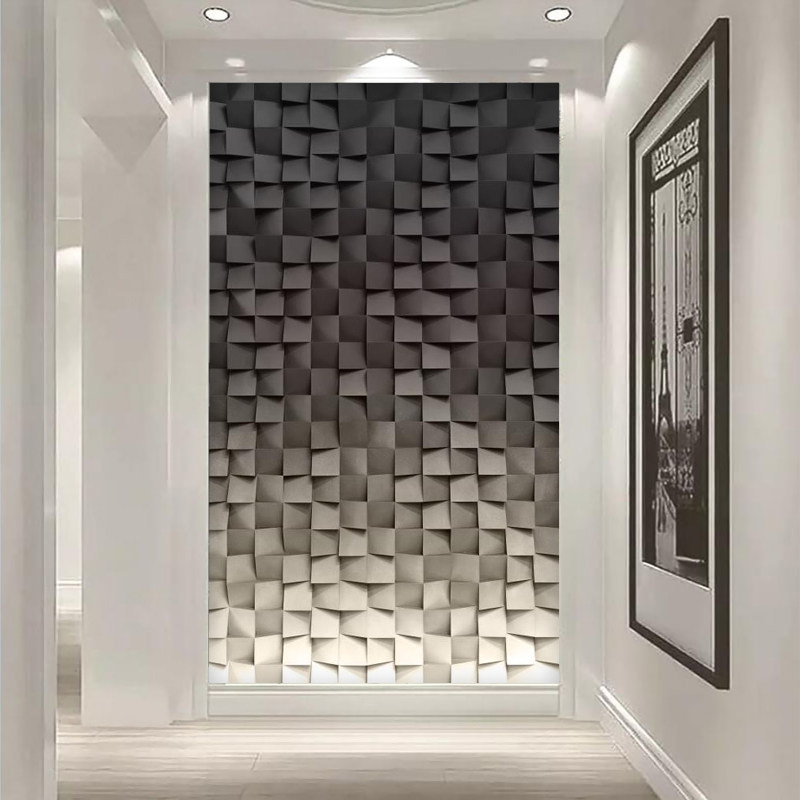 新款极简入户玄关背景墙壁纸3d立体几何壁画餐厅走廊过道防潮壁布