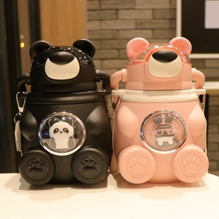 小熊保温水杯吸管杯子 儿童上学专用水壶大容量2024新款316不锈钢