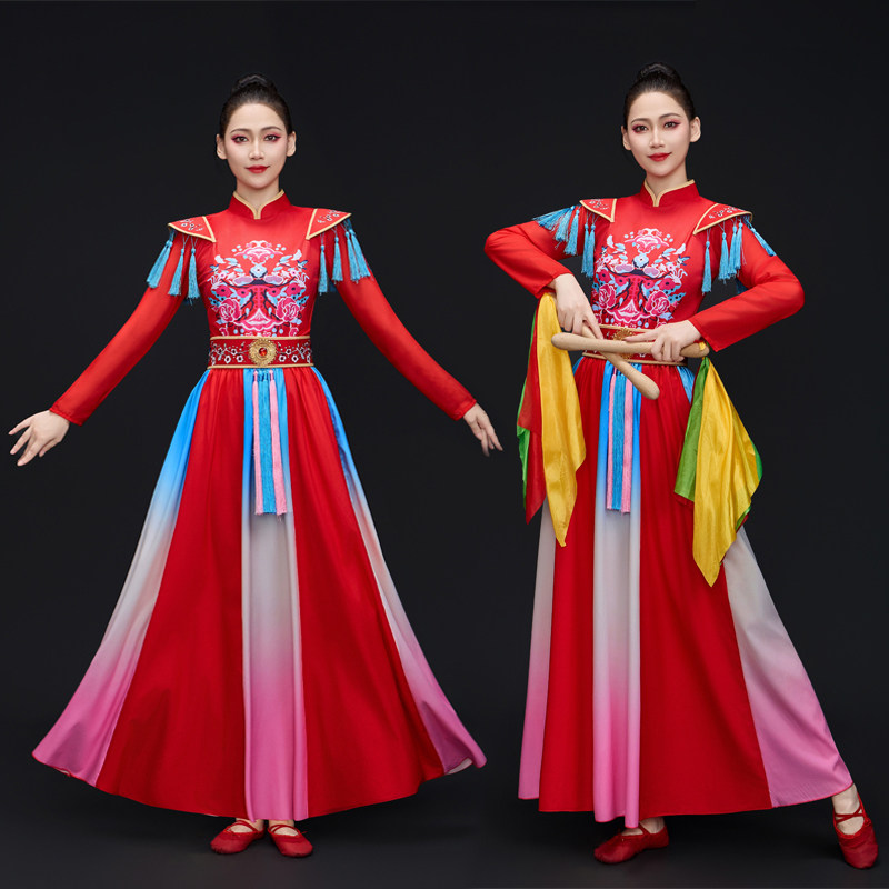 打鼓服迎亲队秧歌舞蹈服红锣鼓队