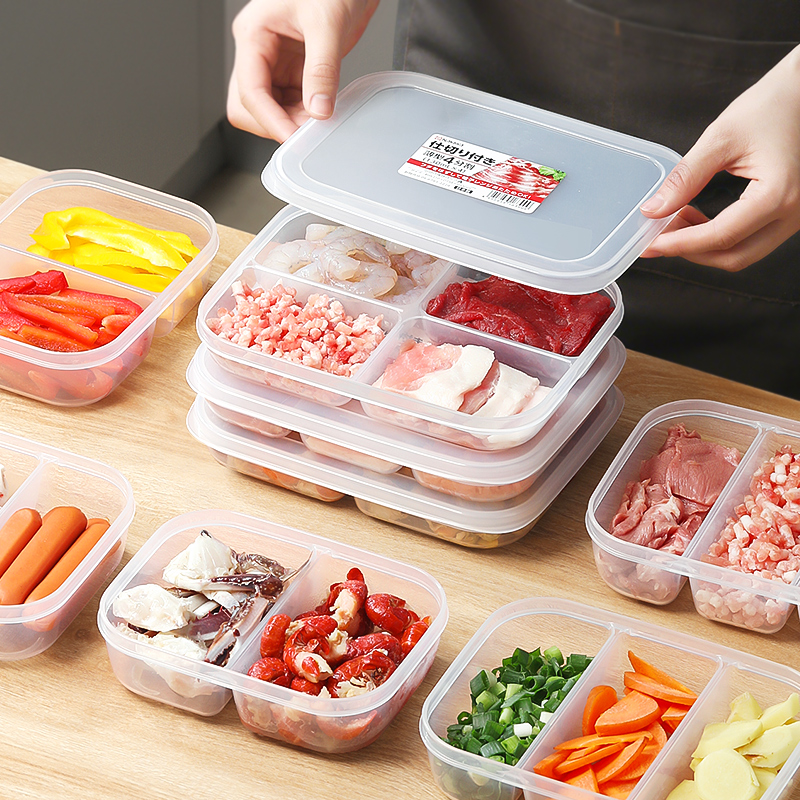 进口塑料PP食品级方形分格备餐盒
