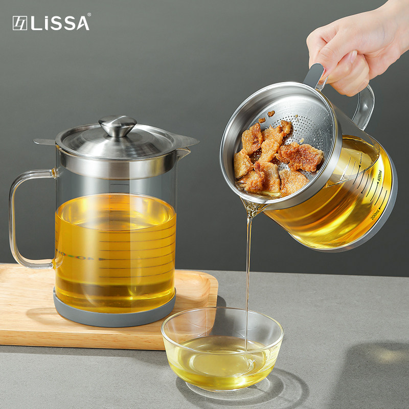 耐高温玻璃滤油壶食品级不锈钢过滤油渣厨房家用大容量油罐储油壶,厨房/烹饪用具,油壶,淘宝优惠券,粉丝福利购,淘宝优惠卷