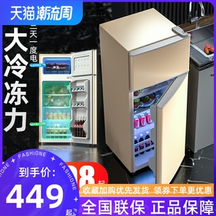 冰熊小冰箱家用小型宿舍租房用冷冻冷藏迷你双开门电冰箱一级节能